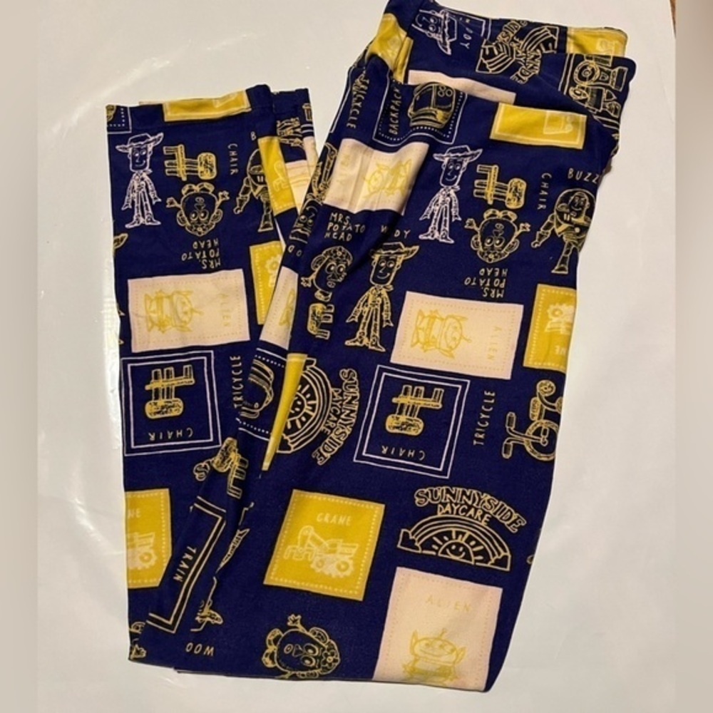Lularoe X Disney Collaboration Toy Story‎ Leggings Size TC Navy, Yellow, Cream